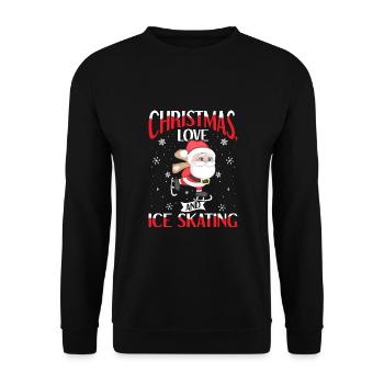 Eislaufen Eiskunstlauf Santa Weihnachten Liebe - Unisex Pullover - Schwarz - Vorne - Alina (178cm) & Michal (187cm)