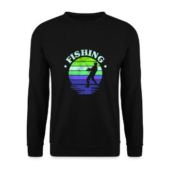 Fishing, Angler, Fisherman Fishing and Pike Fishing - Unisex Sweatshirt - black - Front - Alina (178cm) & Michal (187cm)