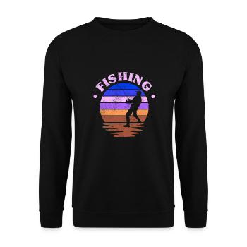 Fishing, Angler, Fisherman Fishing and Pike Fishing - Unisex Sweatshirt - black - Front - Alina (178cm) & Michal (187cm)