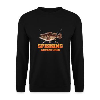 Fishing, Angler, Fisherman Fishing and Pike Fishing - Unisex Sweatshirt - black - Front - Alina (178cm) & Michal (187cm)