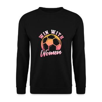 Football féminin, soccer, football féminin. Football féminin - Sweat-shirt Unisexe - noir - Devant - Alina (178cm) & Michal (187cm)