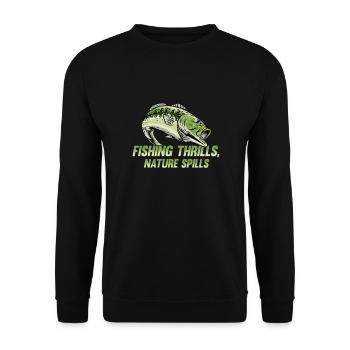 Fishing, Angler, Fisherman Fishing and Pike Fishing - Unisex Sweatshirt - black - Front - Alina (178cm) & Michal (187cm)