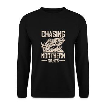 Fishing, Angler, Fisherman Fishing and Pike Fishing - Unisex Sweatshirt - black - Front - Alina (178cm) & Michal (187cm)
