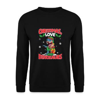 Dino Boy Enfants Noël Amour Dinosaure - Sweat-shirt Unisexe - noir - Devant - Alina (178cm) & Michal (187cm)