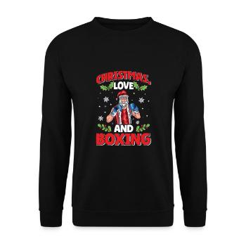 Christmas Love Boxing Boxer Weihnachtsgeschenk - Unisex Pullover - Schwarz - Vorne - Alina (178cm) & Michal (187cm)