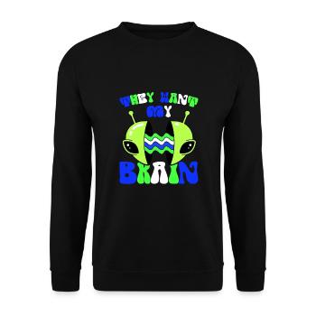 Alien, UFO, UAP, Space, Weltraum Flugobjekt - Unisex Pullover - Schwarz - Vorne - Alina (178cm) & Michal (187cm)