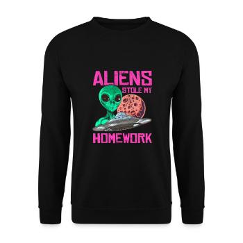 Alien, OVNI, UAP, Espace, Objet volant de l’espace - Sweat-shirt Unisexe - noir - Devant - Alina (178cm) & Michal (187cm)