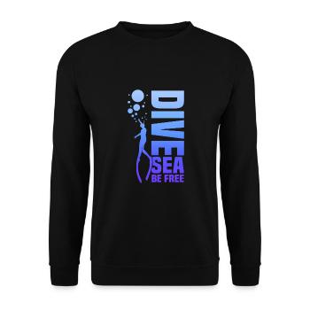 Diving, Apnea Diving, Apnea No Limit Freediving - Unisex Sweatshirt - black - Front - Alina (178cm) & Michal (187cm)