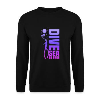Diving, Apnea Diving, Apnea No Limit Freediving - Unisex Sweatshirt - black - Front - Alina (178cm) & Michal (187cm)