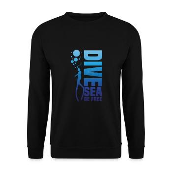 Diving, Apnea Diving, Apnea No Limit Freediving - Unisex Sweatshirt - black - Front - Alina (178cm) & Michal (187cm)
