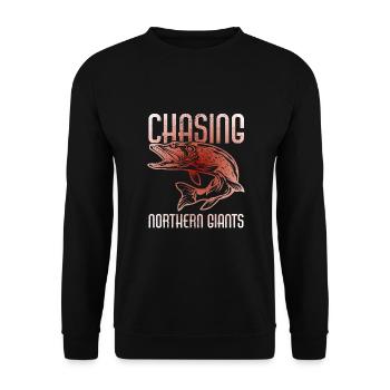 Pêche, pêcheur, pêcheur et pêche au brochet - Sweat-shirt Unisexe - noir - Devant - Alina (178cm) & Michal (187cm)
