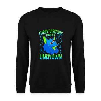 Cat Alien, UFO, UAP, Space, Space Flying Object - Unisex Sweatshirt - black - Front - Alina (178cm) & Michal (187cm)