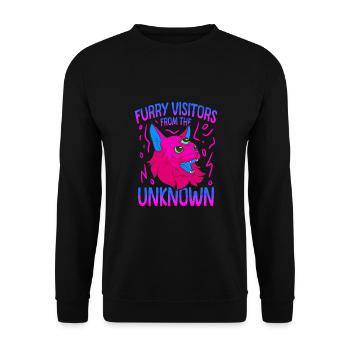 Chat Alien, OVNI, UAP, Espace, Objet volant de l’espace - Sweat-shirt Unisexe - noir - Devant - Alina (178cm) & Michal (187cm)