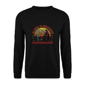Alien, UFO, UAP, Space, Weltraum Flugobjekt - Unisex Pullover - Schwarz - Vorne - Alina (178cm) & Michal (187cm)
