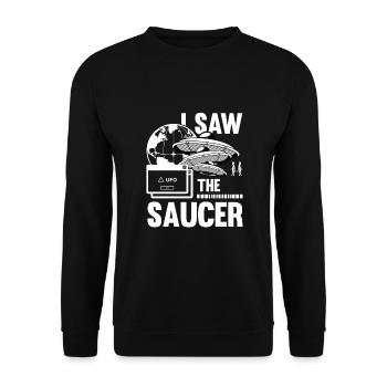 Alien, UFO, UAP, Space, Weltraum Flugobjekt - Unisex Pullover - Schwarz - Vorne - Alina (178cm) & Michal (187cm)