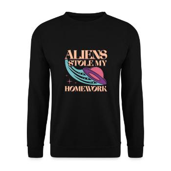 Alien, UFO, UAP, Space, Weltraum Flugobjekt - Unisex Pullover - Schwarz - Vorne - Alina (178cm) & Michal (187cm)