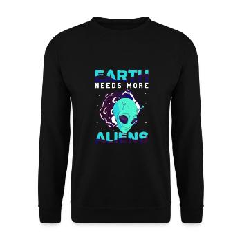 Alien, OVNI, UAP, Espace, Objet volant de l’espace - Sweat-shirt Unisexe - noir - Devant - Alina (178cm) & Michal (187cm)