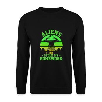 Alien, OVNI, UAP, Espace, Objet volant de l’espace - Sweat-shirt Unisexe - noir - Devant - Alina (178cm) & Michal (187cm)