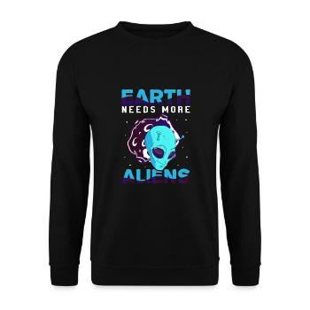 Alien, OVNI, UAP, Espace, Objet volant de l’espace - Sweat-shirt Unisexe - noir - Devant - Alina (178cm) & Michal (187cm)