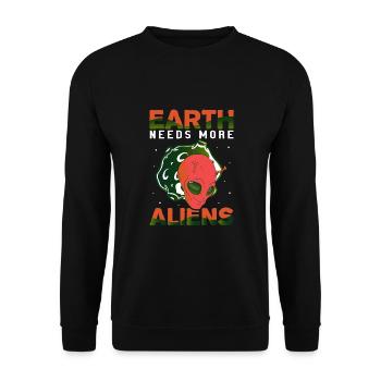 Alien, OVNI, UAP, Espace, Objet volant de l’espace - Sweat-shirt Unisexe - noir - Devant - Alina (178cm) & Michal (187cm)