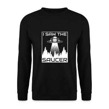Alien, UFO, UAP, Space, Weltraum Flugobjekt - Unisex Pullover - Schwarz - Vorne - Alina (178cm) & Michal (187cm)