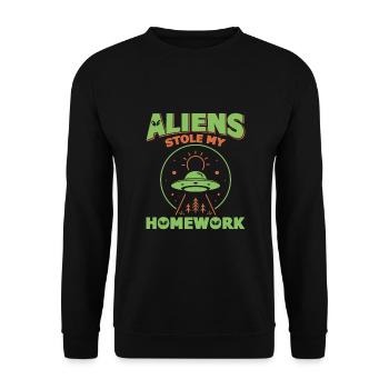 Alien, UFO, UAP, Space, Weltraum Flugobjekt - Unisex Pullover - Schwarz - Vorne - Alina (178cm) & Michal (187cm)
