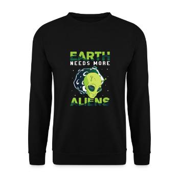 Alien, OVNI, UAP, Espace, Objet volant de l’espace - Sweat-shirt Unisexe - noir - Devant - Alina (178cm) & Michal (187cm)