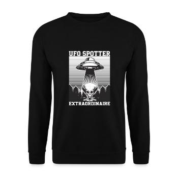 Alien, OVNI, UAP, Espace, Objet volant de l’espace - Sweat-shirt Unisexe - noir - Devant - Alina (178cm) & Michal (187cm)