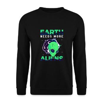 Alien, UFO, UAP, Space, Weltraum Flugobjekt - Unisex Pullover - Schwarz - Vorne - Alina (178cm) & Michal (187cm)
