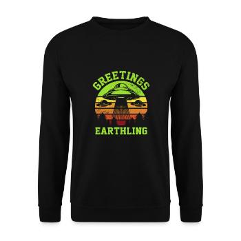 Alien, UFO, UAP, Space, Weltraum Flugobjekt - Unisex Pullover - Schwarz - Vorne - Alina (178cm) & Michal (187cm)