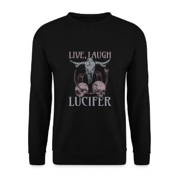 Live Love Lucifer Goth Festival Death Metal - Unisex Sweatshirt - black - Front - Alina (178cm) & Michal (187cm)