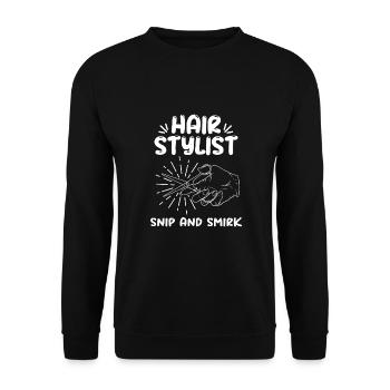 Coiffeur Coiffeur Coiffeur Coiffeur - Sweat-shirt Unisexe - noir - Devant - Alina (178cm) & Michal (187cm)