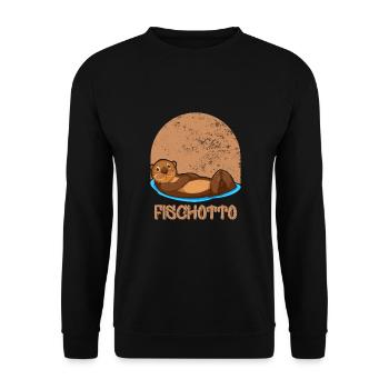 Otto Name, Fischotto Outfit zum Namenstag mit Name - Unisex Pullover - Schwarz - Vorne - Alina (178cm) & Michal (187cm)