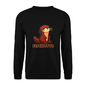 Otto Name, Fischotto Outfit zum Namenstag mit Name - Unisex Pullover - Schwarz - Vorne - Alina (178cm) & Michal (187cm)