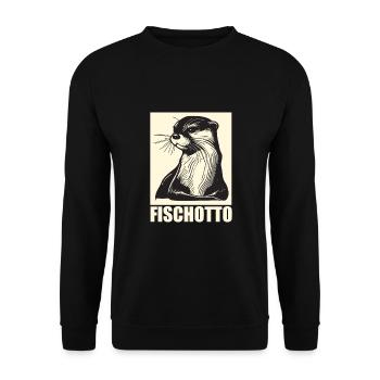 Otto Name, Fischotto Outfit zum Namenstag mit Name - Unisex Pullover - Schwarz - Vorne - Alina (178cm) & Michal (187cm)