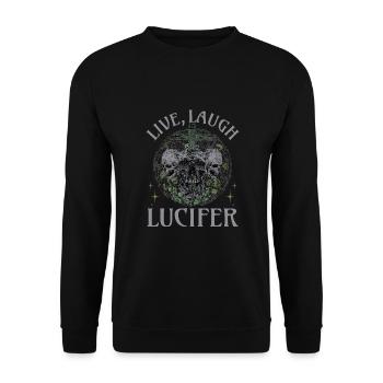 Live Love Luzifer Goth Festival Death Metal - Unisex Pullover - Schwarz - Vorne - Alina (178cm) & Michal (187cm)