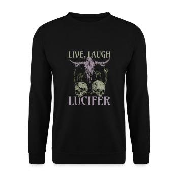 Live Love Luzifer Goth Festival Death Metal - Unisex Pullover - Schwarz - Vorne - Alina (178cm) & Michal (187cm)