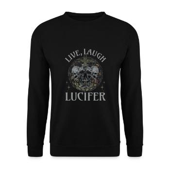 Live Love Luzifer Goth Festival Death Metal - Unisex Pullover - Schwarz - Vorne - Alina (178cm) & Michal (187cm)
