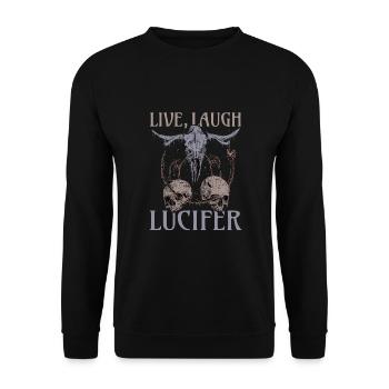 Live Love Lucifer Goth Festival Death Metal - Unisex Sweatshirt - black - Front - Alina (178cm) & Michal (187cm)