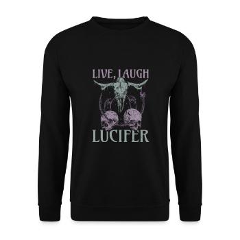 Live Love Luzifer Goth Festival Death Metal - Unisex Pullover - Schwarz - Vorne - Alina (178cm) & Michal (187cm)
