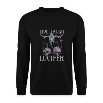 Live Love Luzifer Goth Festival Death Metal - Unisex Pullover - Schwarz - Vorne - Alina (178cm) & Michal (187cm)