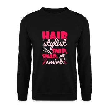 Coiffeur Coiffeur Coiffeur Coiffeur - Sweat-shirt Unisexe - noir - Devant - Alina (178cm) & Michal (187cm)