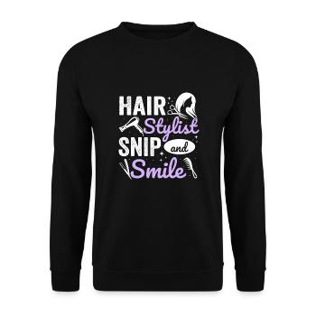 Coiffeur Coiffeur Coiffeur Coiffeur - Sweat-shirt Unisexe - noir - Devant - Alina (178cm) & Michal (187cm)