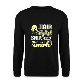 Coiffeur Coiffeur Coiffeur Coiffeur - Sweat-shirt Unisexe - noir - Devant - Alina (178cm) & Michal (187cm)