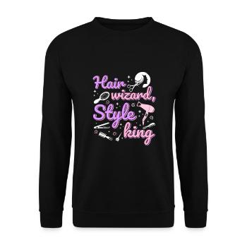 Coiffeur Coiffeur Coiffeur Coiffeur - Sweat-shirt Unisexe - noir - Devant - Alina (178cm) & Michal (187cm)