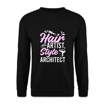 Coiffeur Coiffeur Coiffeur Coiffeur - Sweat-shirt Unisexe - noir - Devant - Alina (178cm) & Michal (187cm)