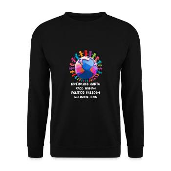 against racism, against the right, against Nazis, love - Unisex Sweatshirt - black - Front - Alina (178cm) & Michal (187cm)