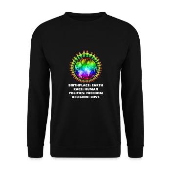 against racism, against the right, against Nazis, love - Unisex Sweatshirt - black - Front - Alina (178cm) & Michal (187cm)