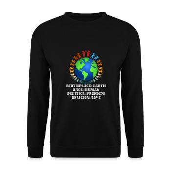 against racism, against the right, against Nazis, love - Unisex Sweatshirt - black - Front - Alina (178cm) & Michal (187cm)