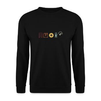 IT Geek, PC Accessories Storage Devices Evolution - Unisex Sweatshirt - black - Front - Alina (178cm) & Michal (187cm)